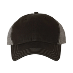 EMBROIDERED MESH SNAPBACK TRUCKER HAT - UNSTRUCTURED