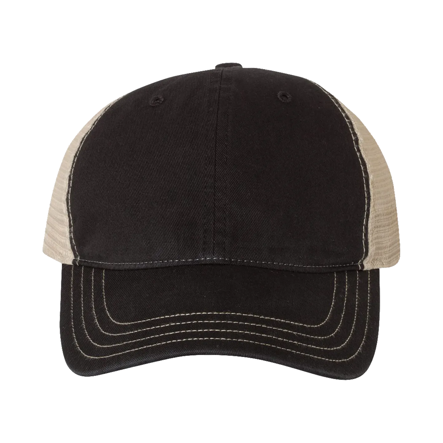 EMBROIDERED MESH SNAPBACK TRUCKER HAT - UNSTRUCTURED