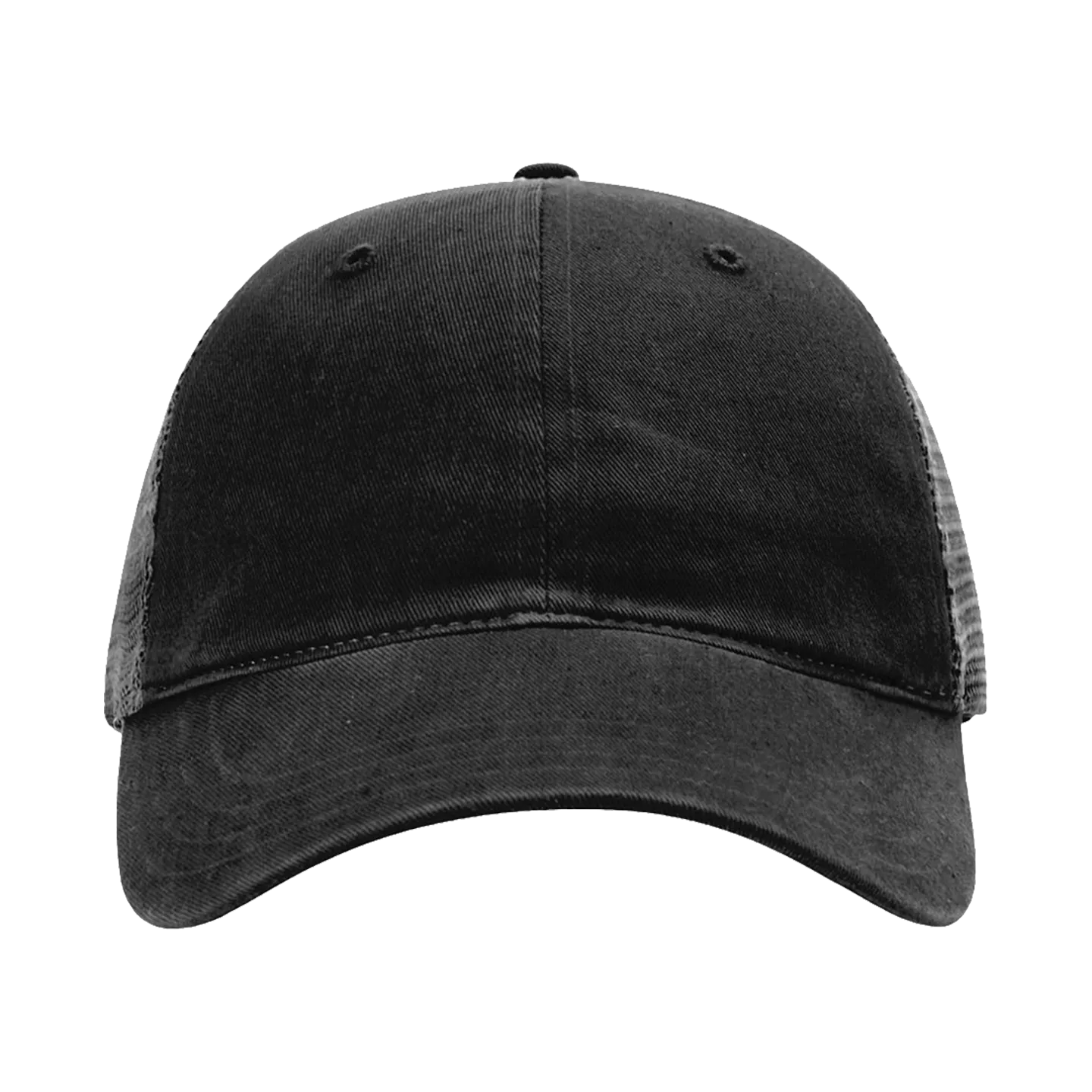 EMBROIDERED MESH SNAPBACK TRUCKER HAT - UNSTRUCTURED