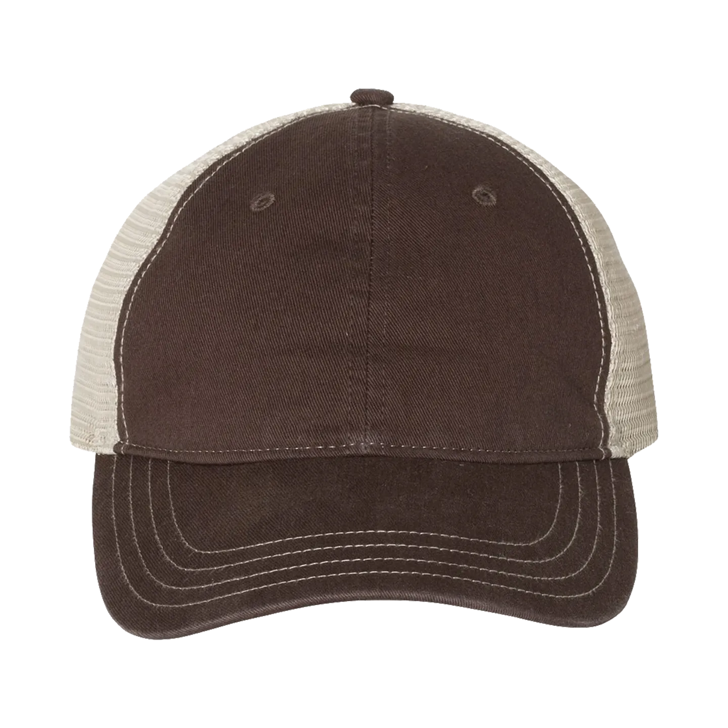 EMBROIDERED MESH SNAPBACK TRUCKER HAT - UNSTRUCTURED