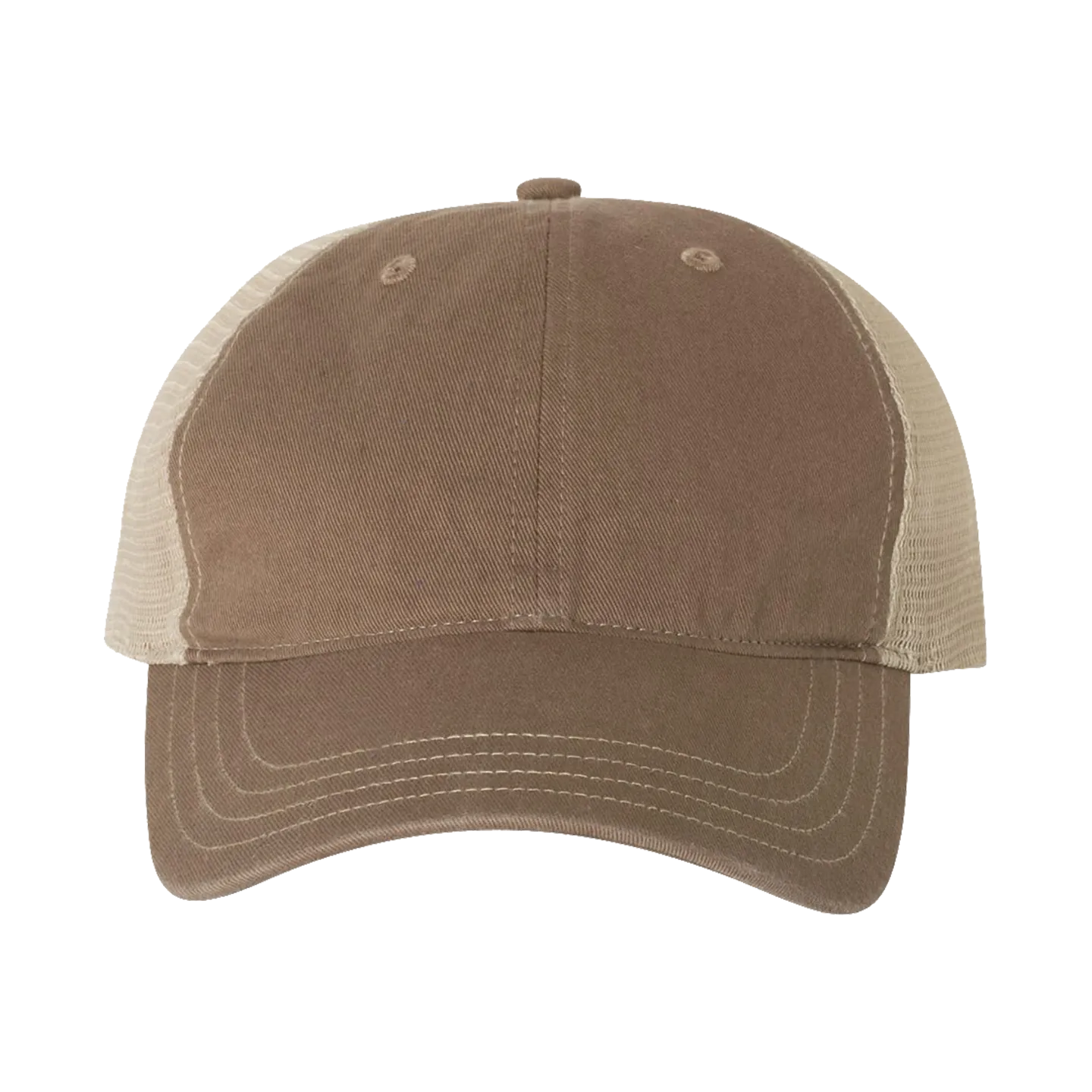 EMBROIDERED MESH SNAPBACK TRUCKER HAT - UNSTRUCTURED