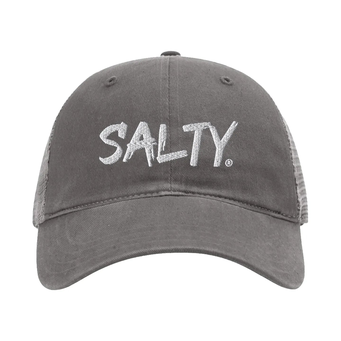 EMBROIDERED MESH SNAPBACK TRUCKER HAT - UNSTRUCTURED