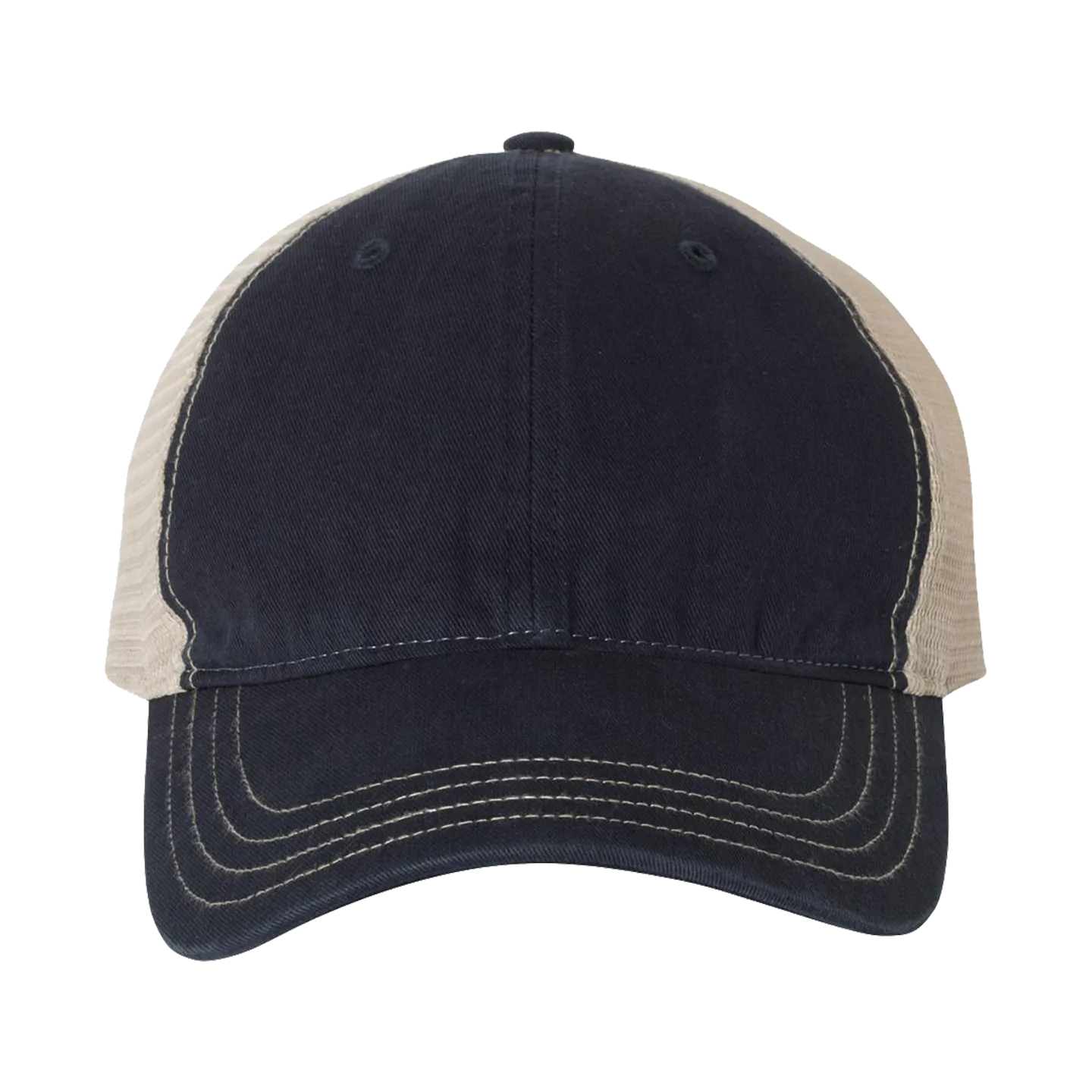 EMBROIDERED MESH SNAPBACK TRUCKER HAT - UNSTRUCTURED