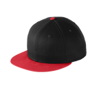 EMBROIDERED COTTON FLAT BILL SNAPBACK CAP